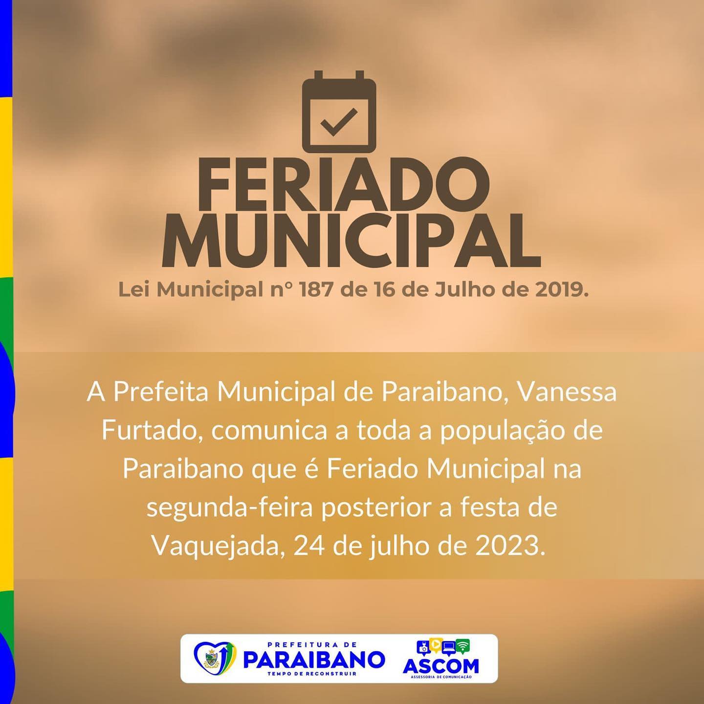 FERIADO MUNICIPAL APÓS A VAQUEJADA 2023