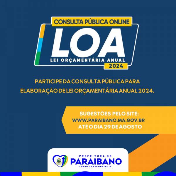 Prefeitura Municipal de Paraibano lança Orçamento Participativo e recebe sugestões da população até o dia 29 de agosto