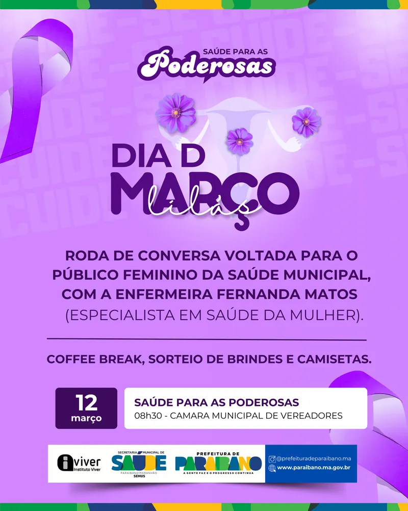 Prefeitura de Paraibano, por meio da Secretaria Municipal de Saúde, preparou uma programação especial dedicada à saúde d