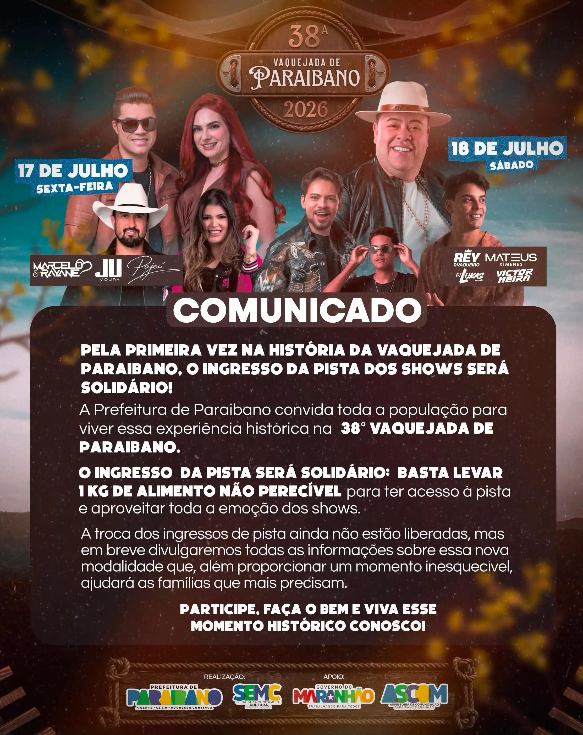 Prefeitura de Paraibano anuncia que Pela primeira vez, a pista da Vaquejada de Paraibano será liberada!