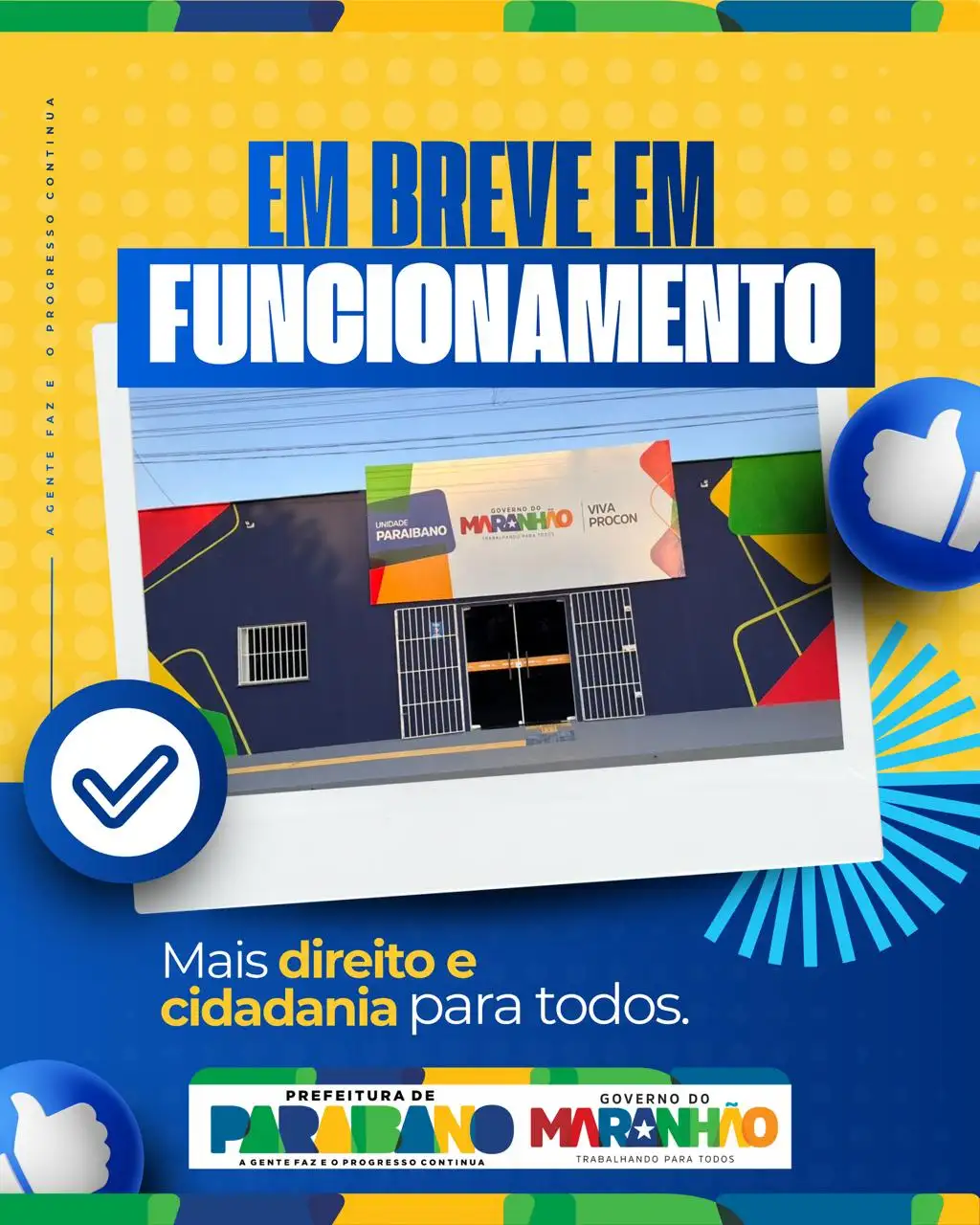 Prefeitura de Paraibano informa que, em breve, os serviços do PROCON iniciarão.
