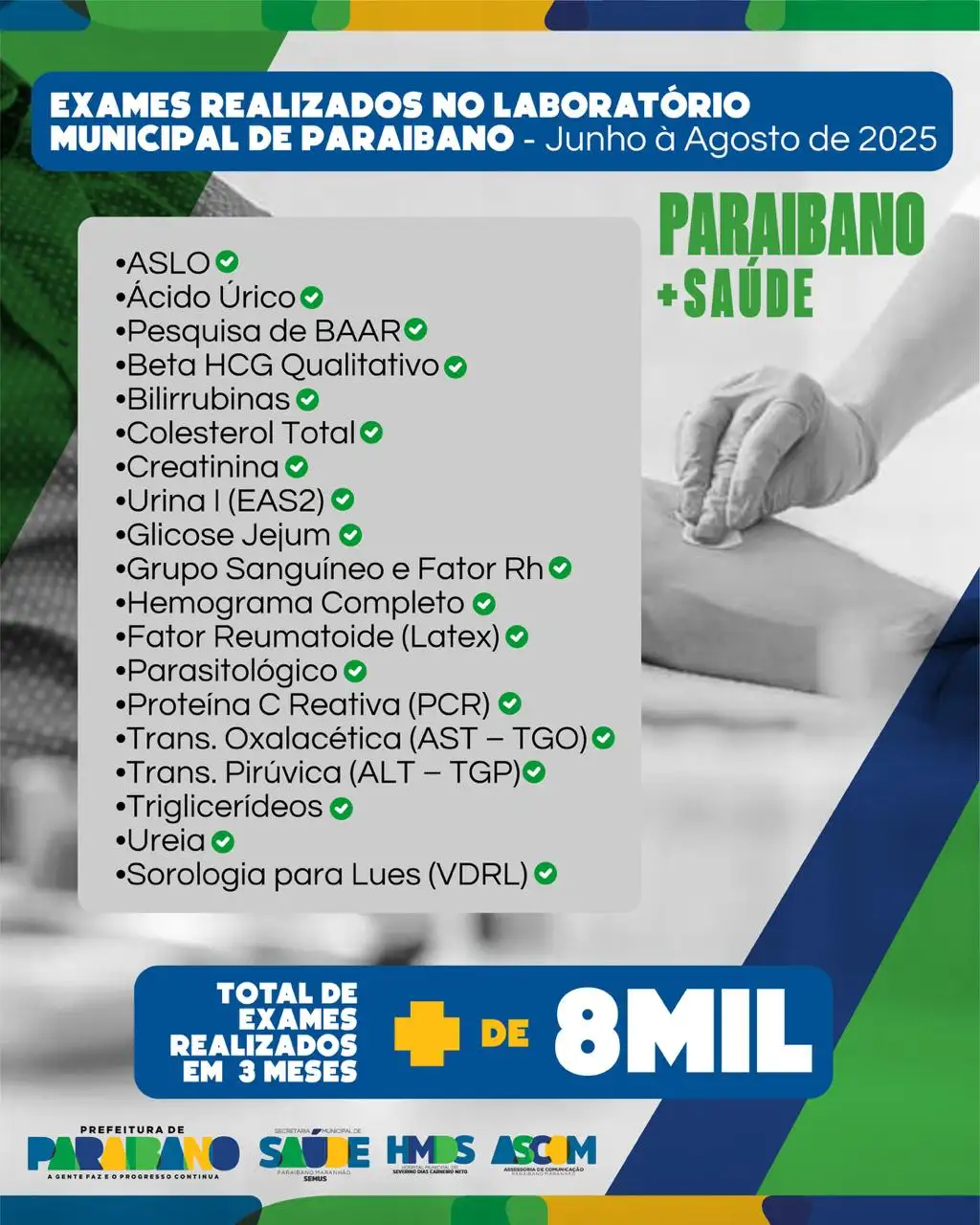 Prefeitura divulga relatório de exames realizados pelo laboratório municipal