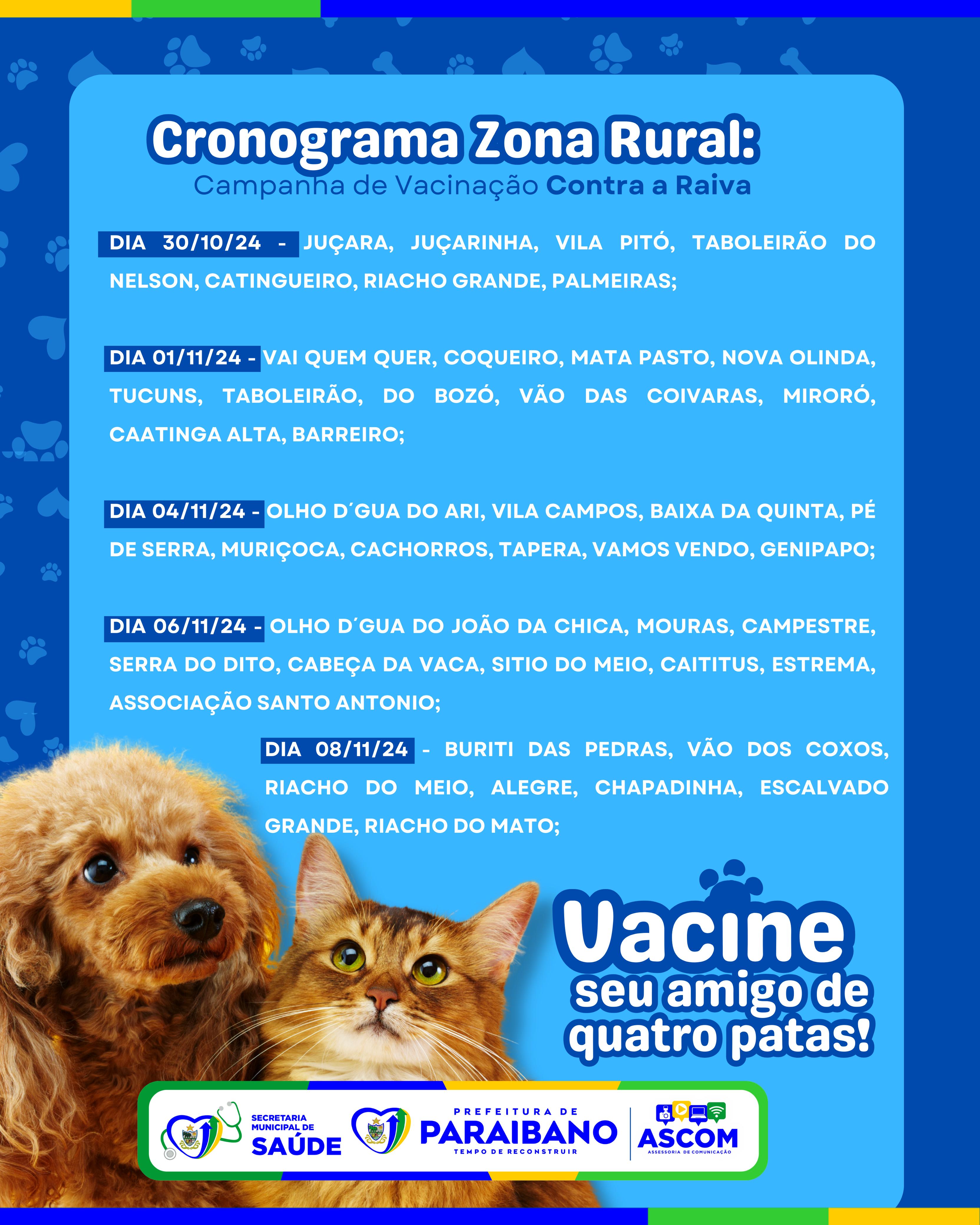 Foto 2 – PREFEITURA DE PARAIBANO REALIZARÀ CAMPANHA DE VACINAÇÃO CONTRA A RAIVA