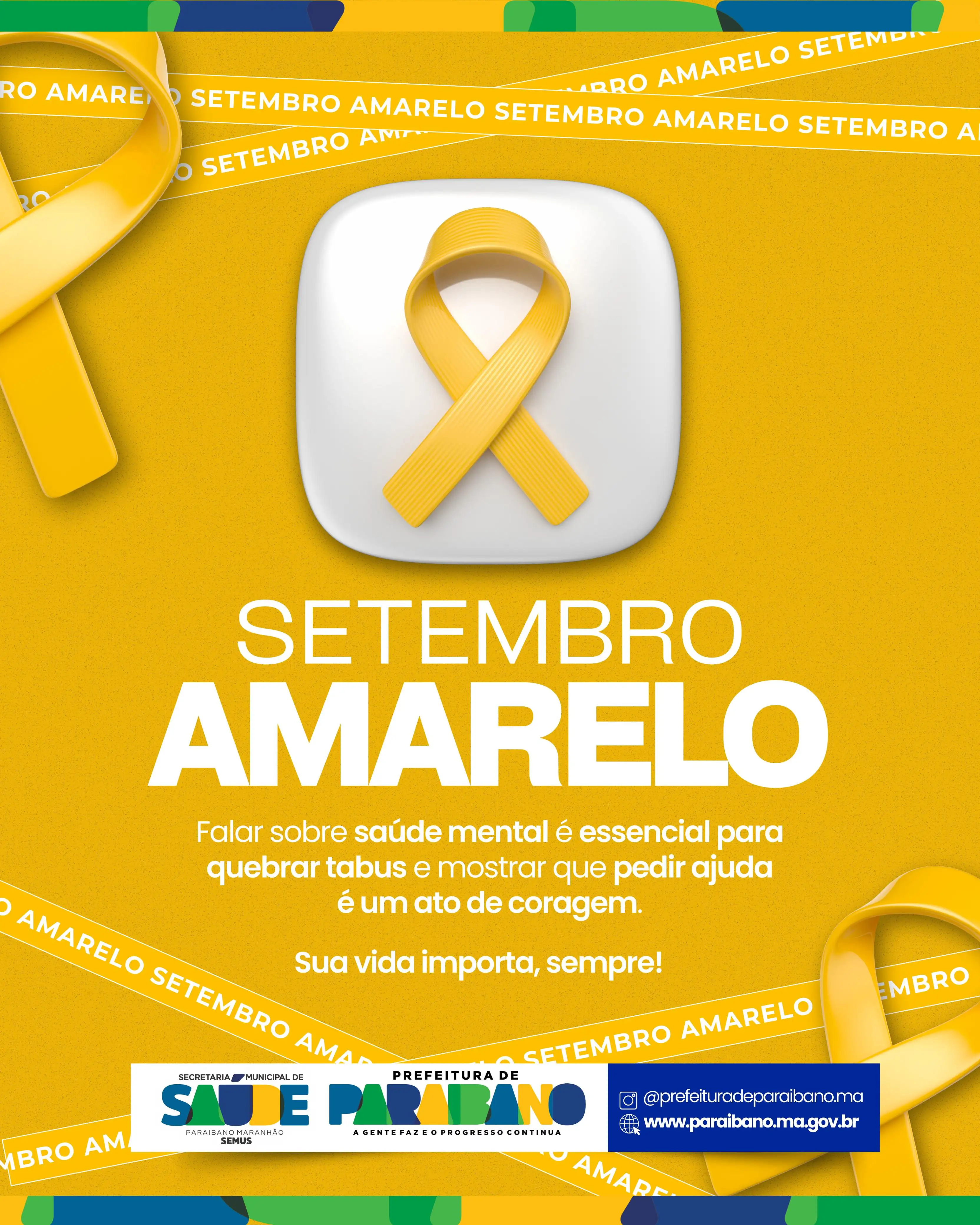 Prefeitura de Paraibano divulga campanha do Setembro Amarelo