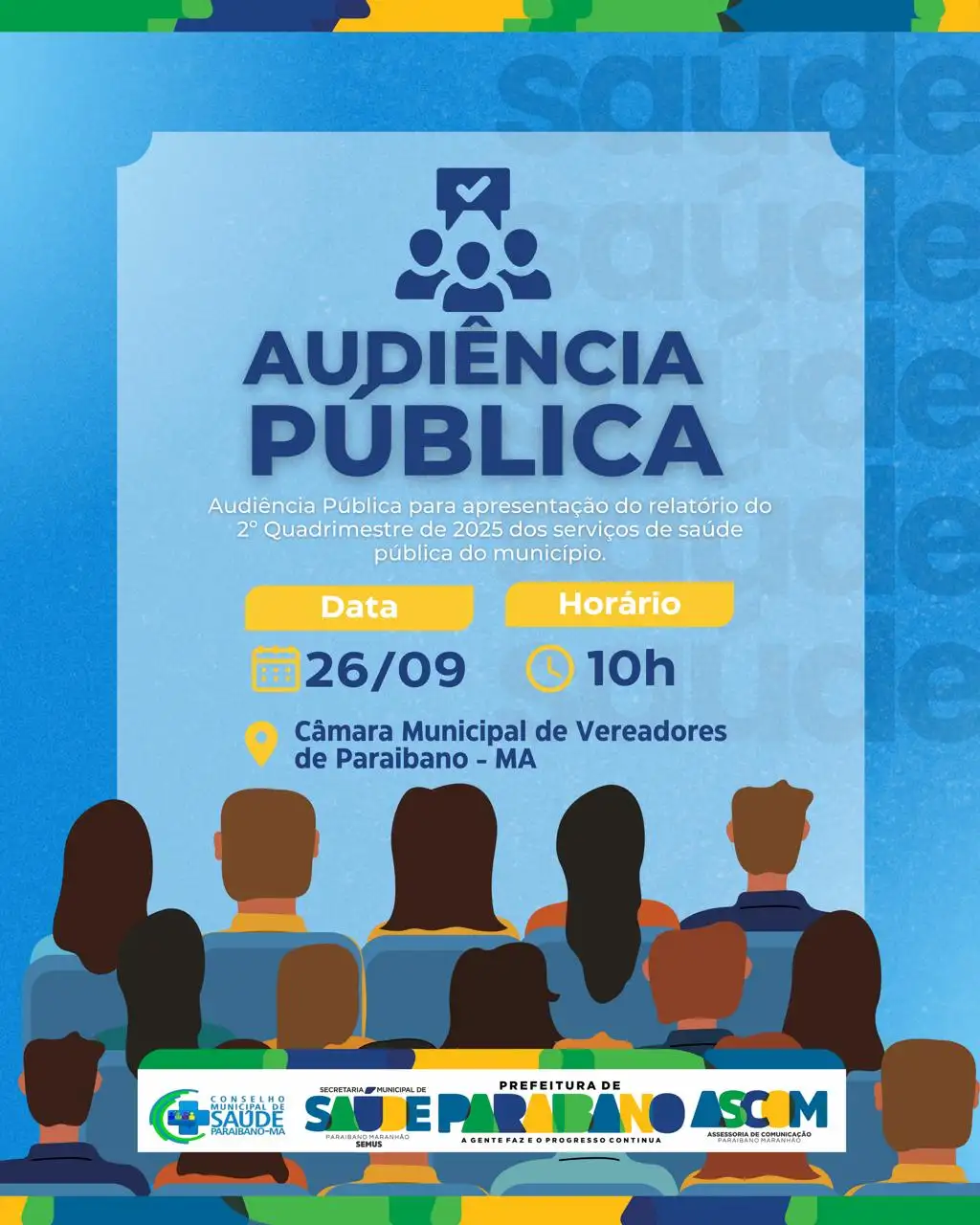 Prefeitura de Paraibano convida para Audiência Pública da Saúde.