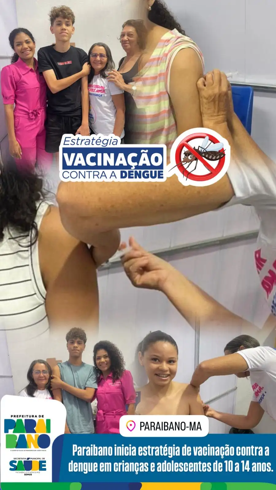 Secretaria Municipal de Saúde, iniciou a estratégia de vacinação contra a dengue para crianças e adolescentes