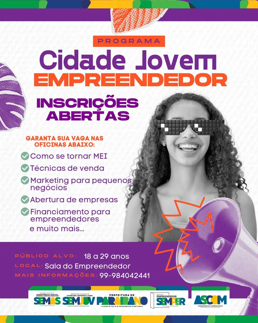 Prefeitura divulga que estão abertas as inscrições para o Programa Cidade Jovem Empreendedor