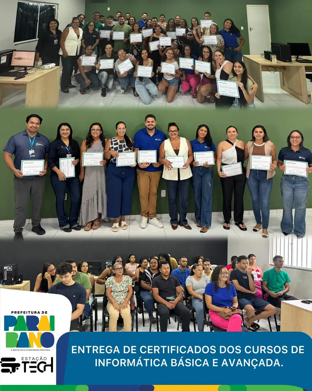 Prefeitura de Paraibano realizou a entrega dos certificados dos cursos de Informática Básica e Avançada.