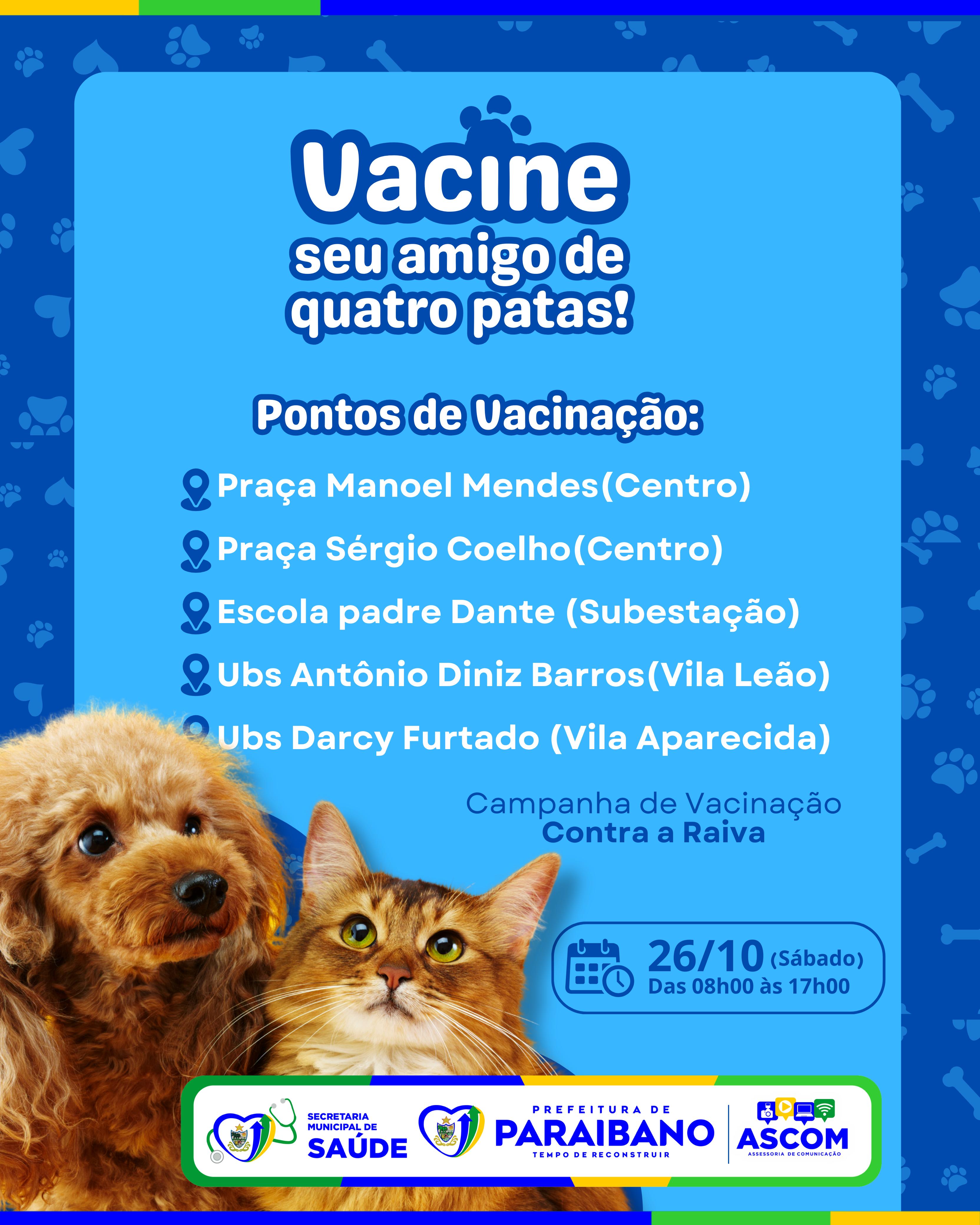 Foto 3 – PREFEITURA DE PARAIBANO REALIZARÀ CAMPANHA DE VACINAÇÃO CONTRA A RAIVA