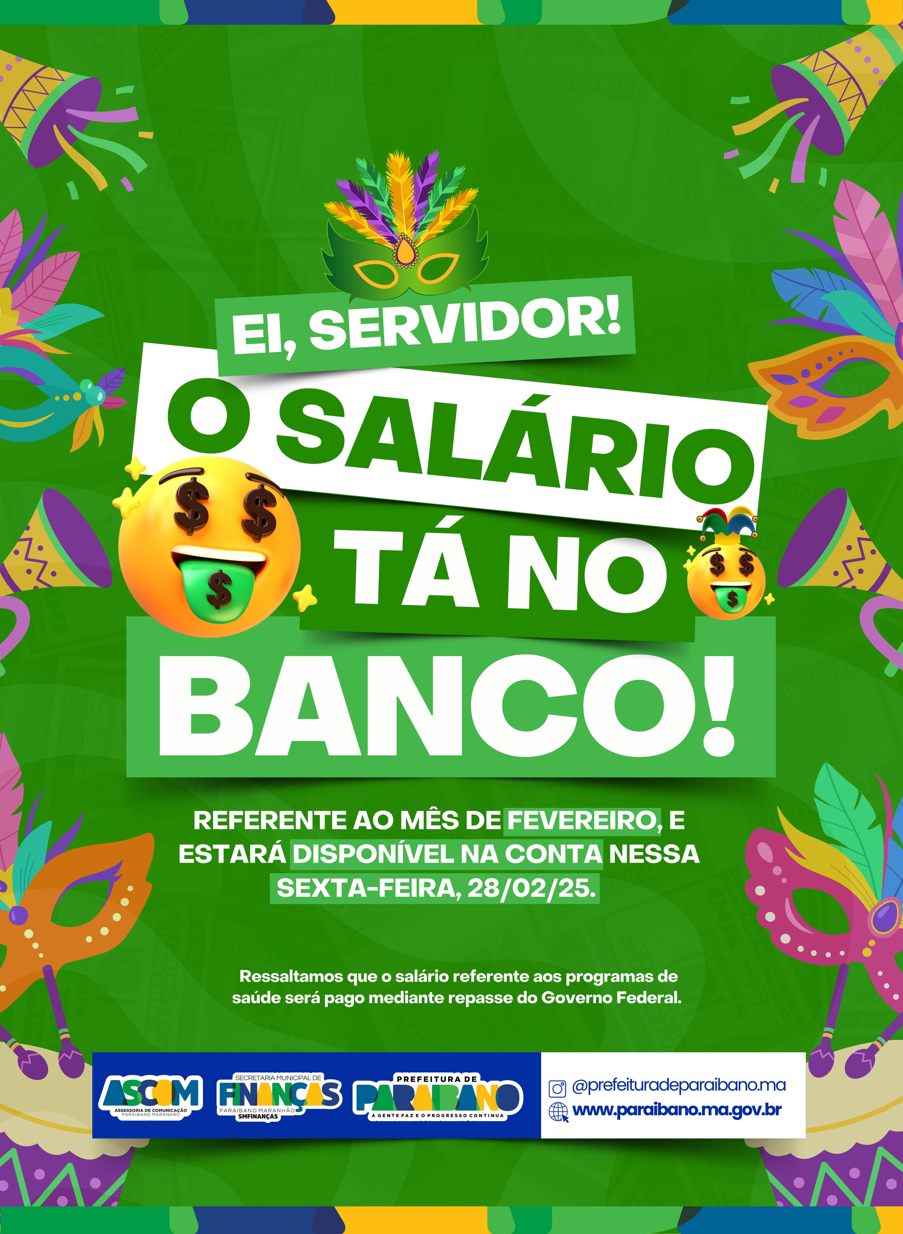 Prefeitura de Paraibano anuncia pagamento antecipado para os servidores municipais.