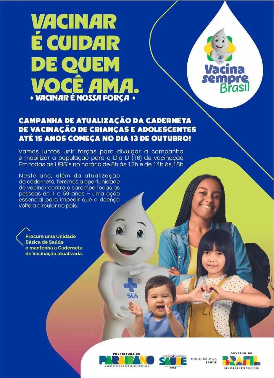 Prefeitura inicia Campanha de Atualização da Caderneta de Vacinação de Crianças e Adolescentes