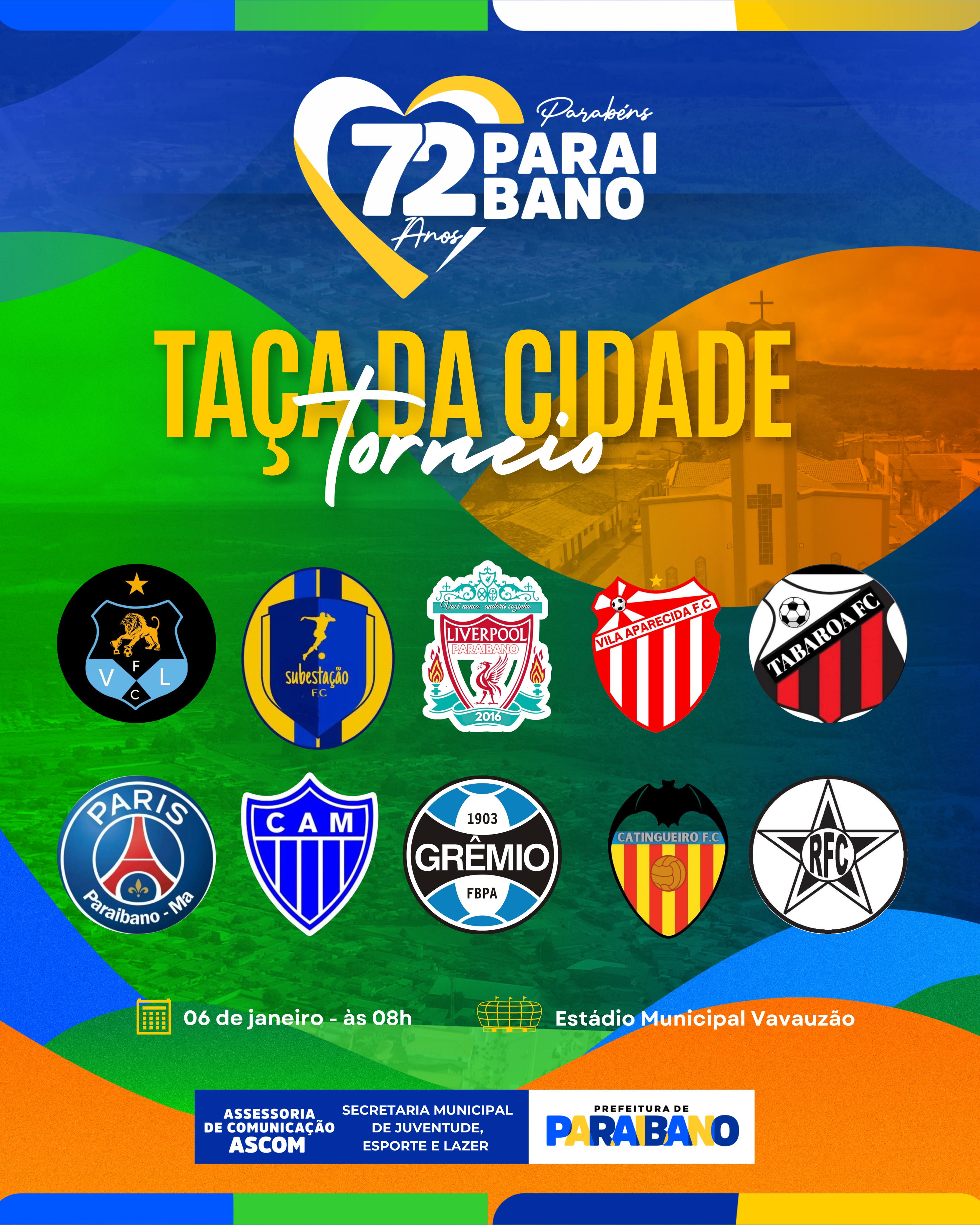 PREFEITURA DE PARAIBANO ANUNCIA TORNEIO DE ANIVERSÁRIO "TAÇA DA CIDADE".