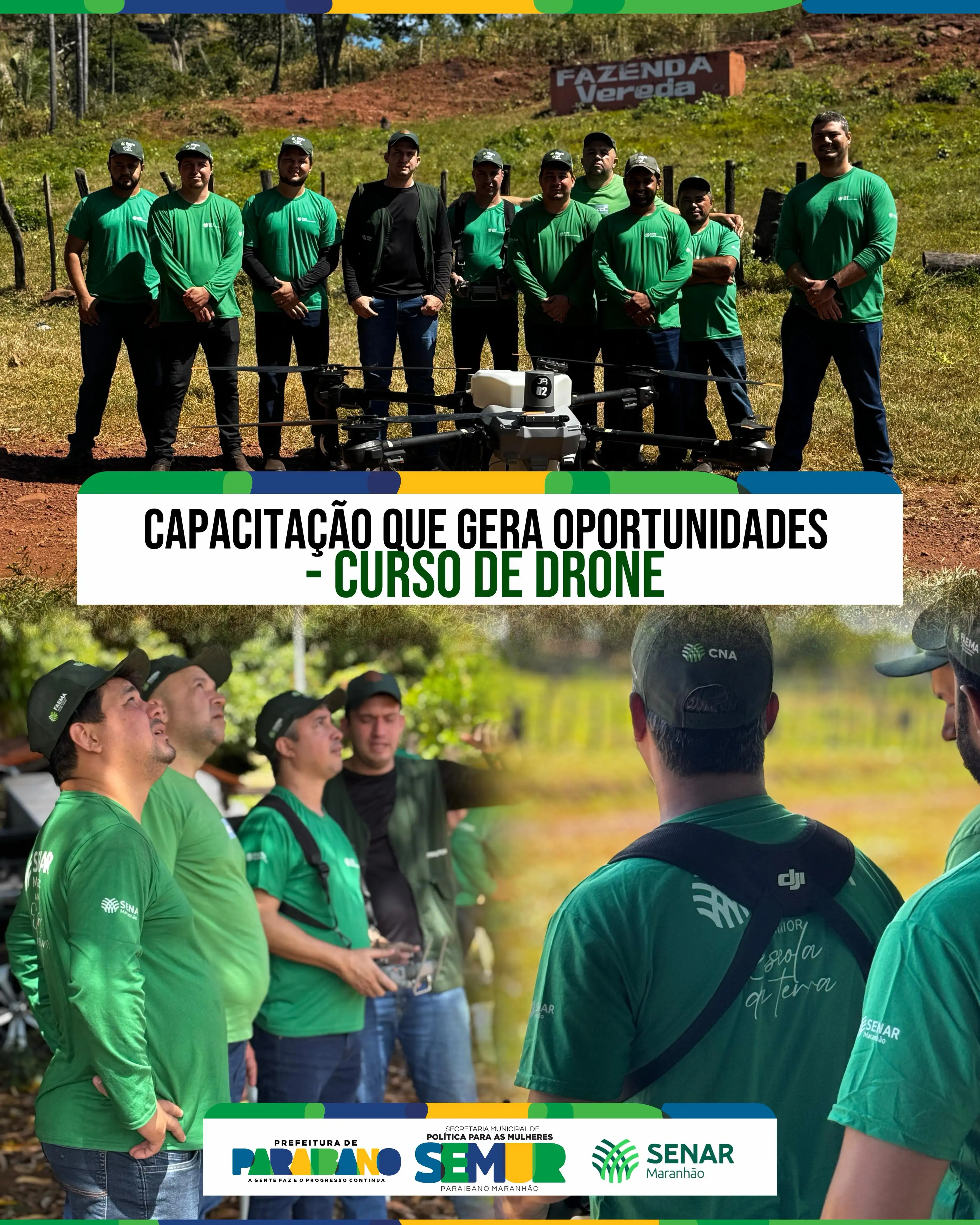 Prefeitura de Paraibano realizou mais uma etapa do Curso de Operação de Drones.