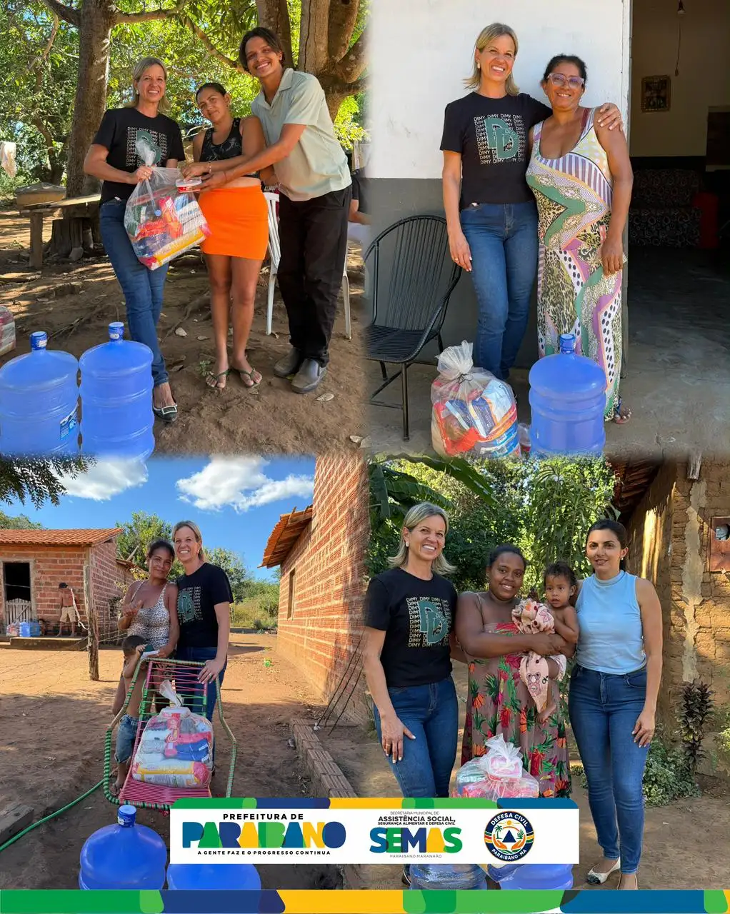 Prefeitura Municipal de Paraibano realiza entrega de cestas básicas e galões de água mineral na zona rural.