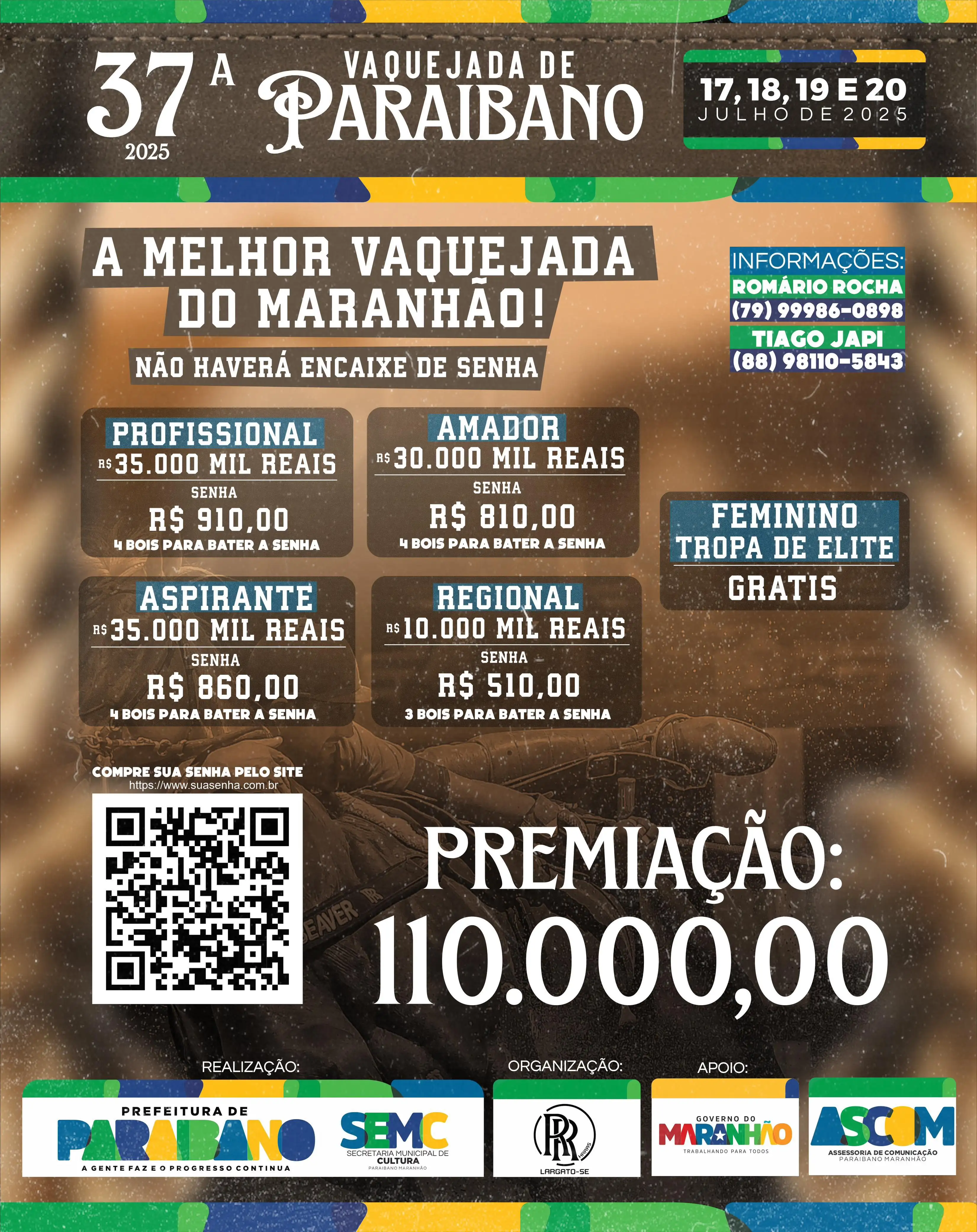 Prefeitura divulga incio das vendas de senhas para a Vaquejada 2025.