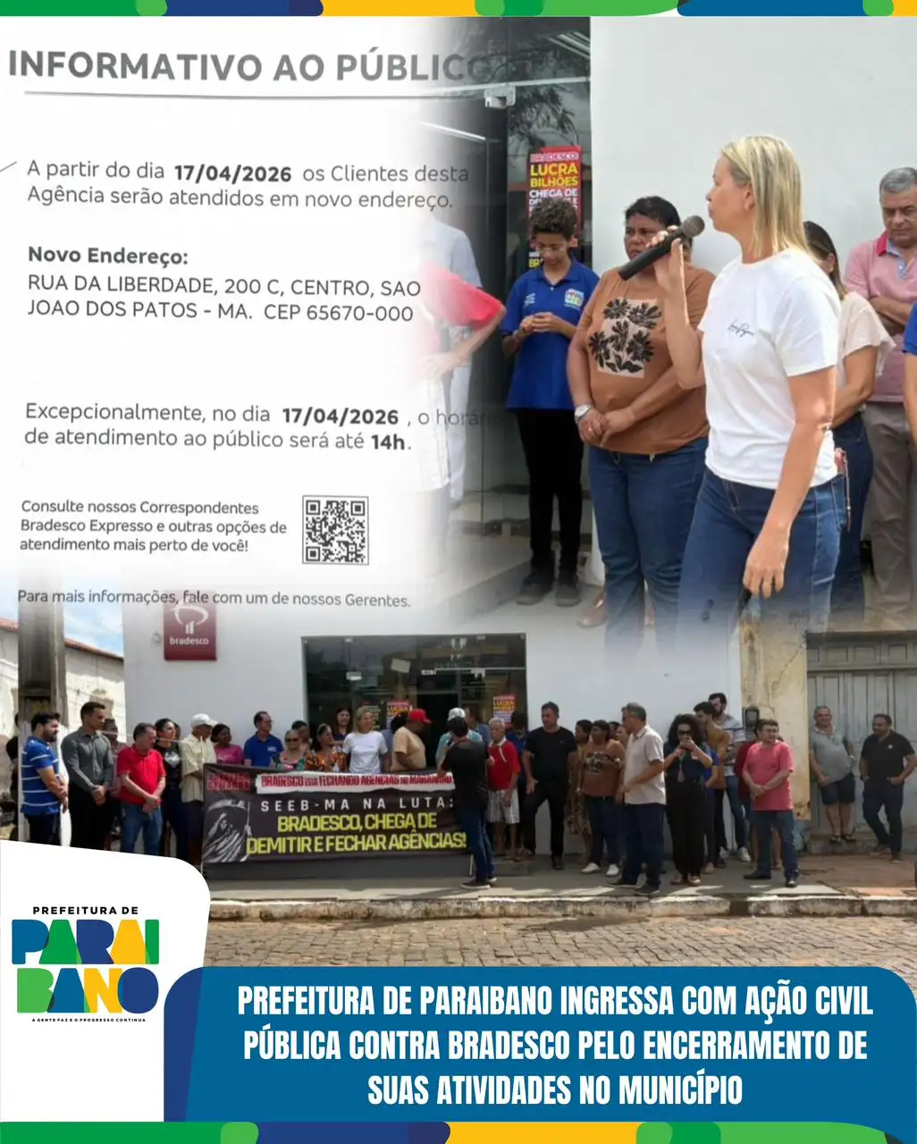 Município de Paraibano ingressou com Ação Civil Pública contra o Banco do Bradesco S.A