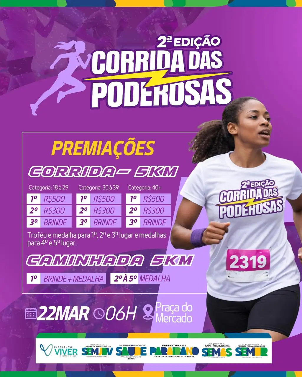 Prefeitura de Paraibano divulga premiação da 2ª Edição da Corrida das Poderosas.