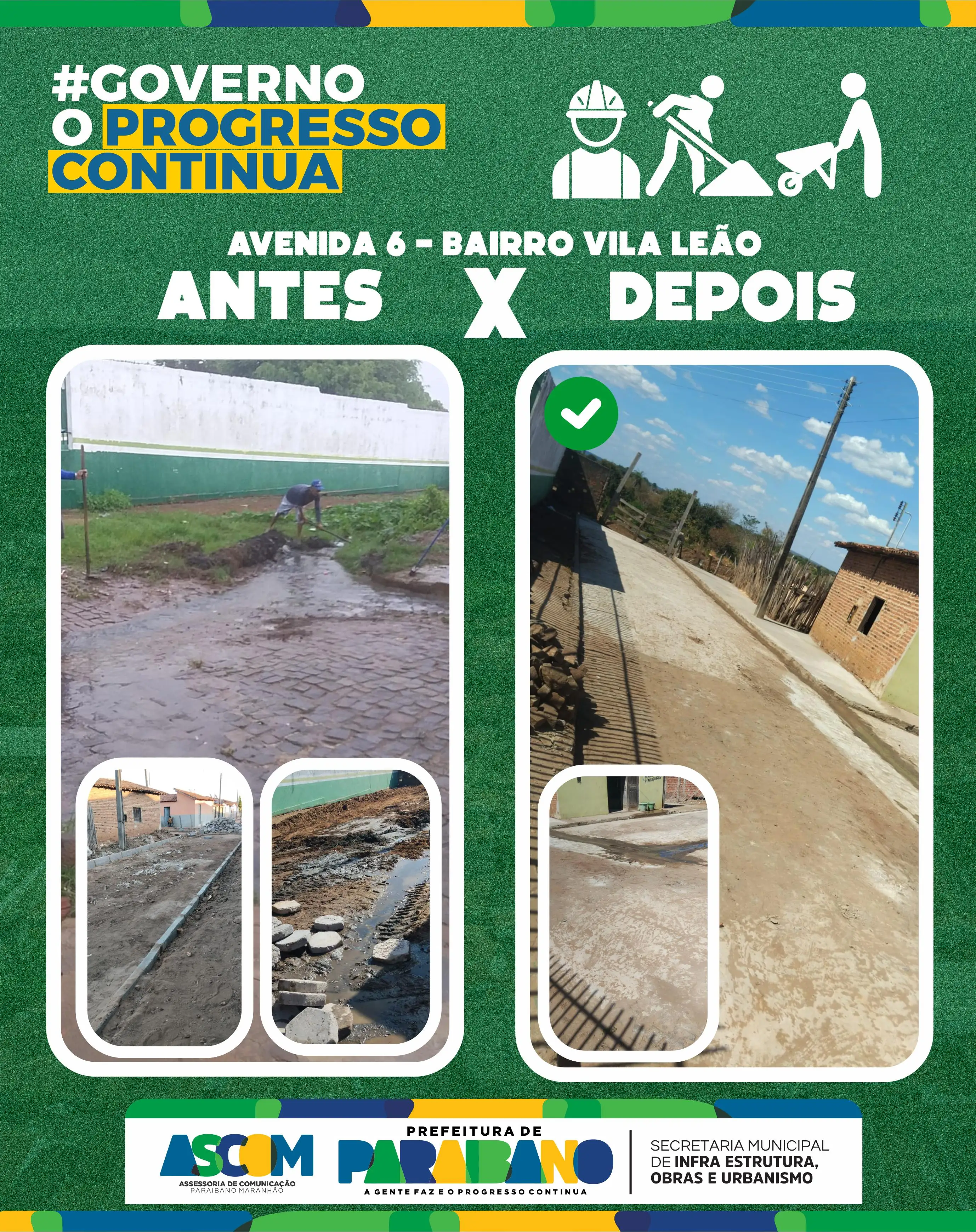 Prefeitura de Paraibano revitaliza Av. 6 no bairro Vila Leão.