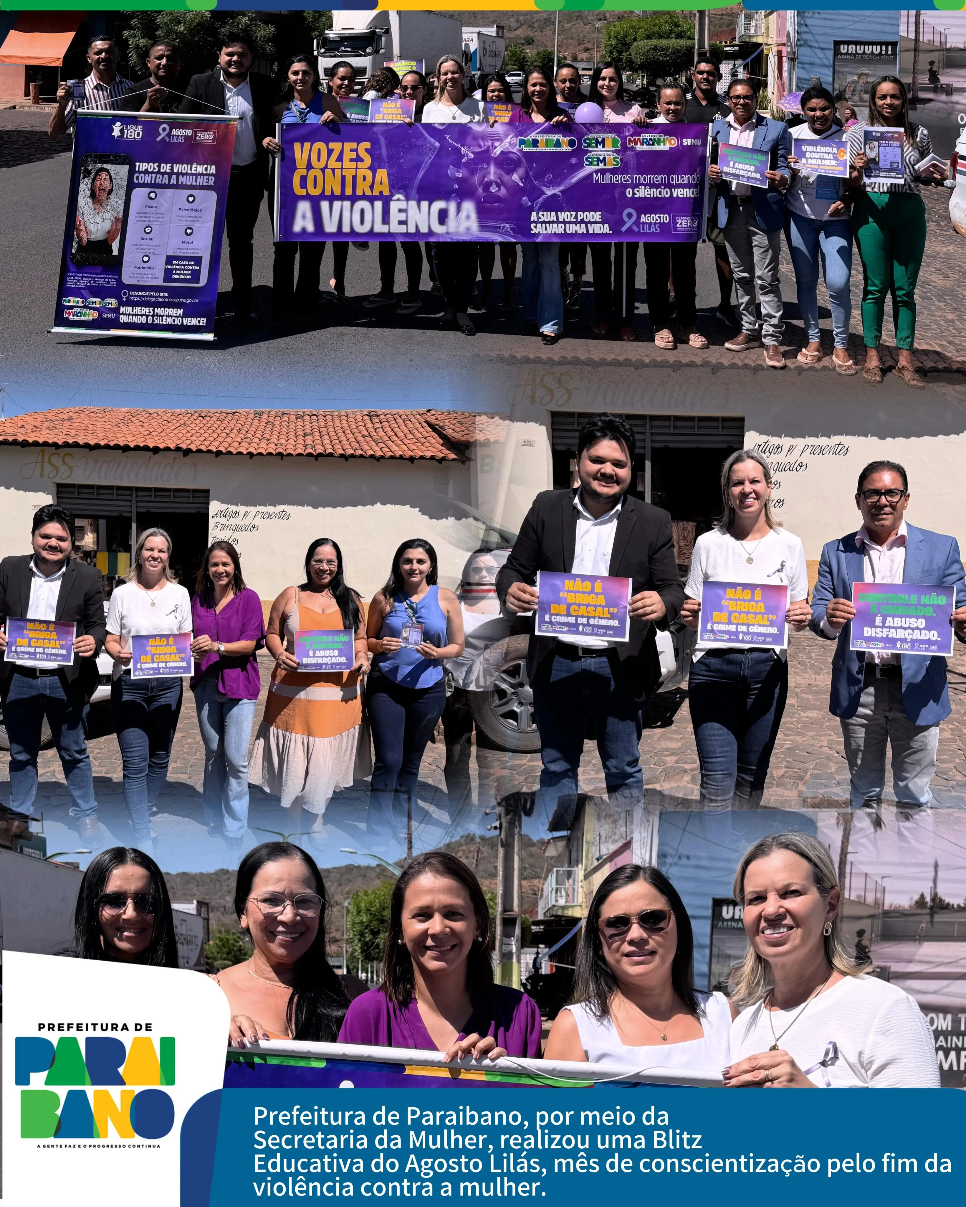 Prefeitura de Paraibano, por meio da Secretaria da Mulher, realizou uma Blitz Educativa do Agosto Lilás